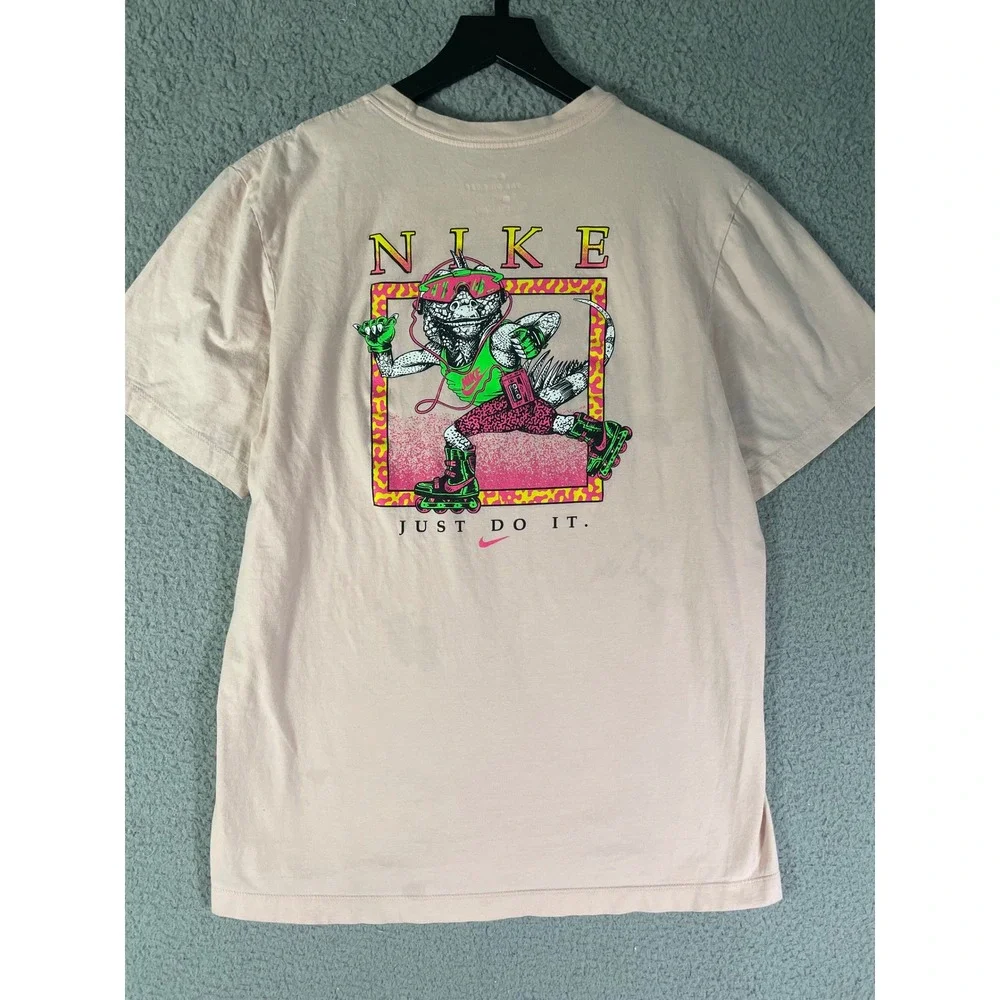 Nike Graphic Tee Mens Large Just‎ Do It Lizard Shirt Beige Streetwear